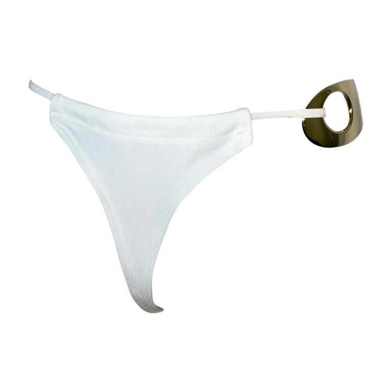 F/W 1996 Gucci by Tom Ford Runway White and Metal Thong Panty For Sale