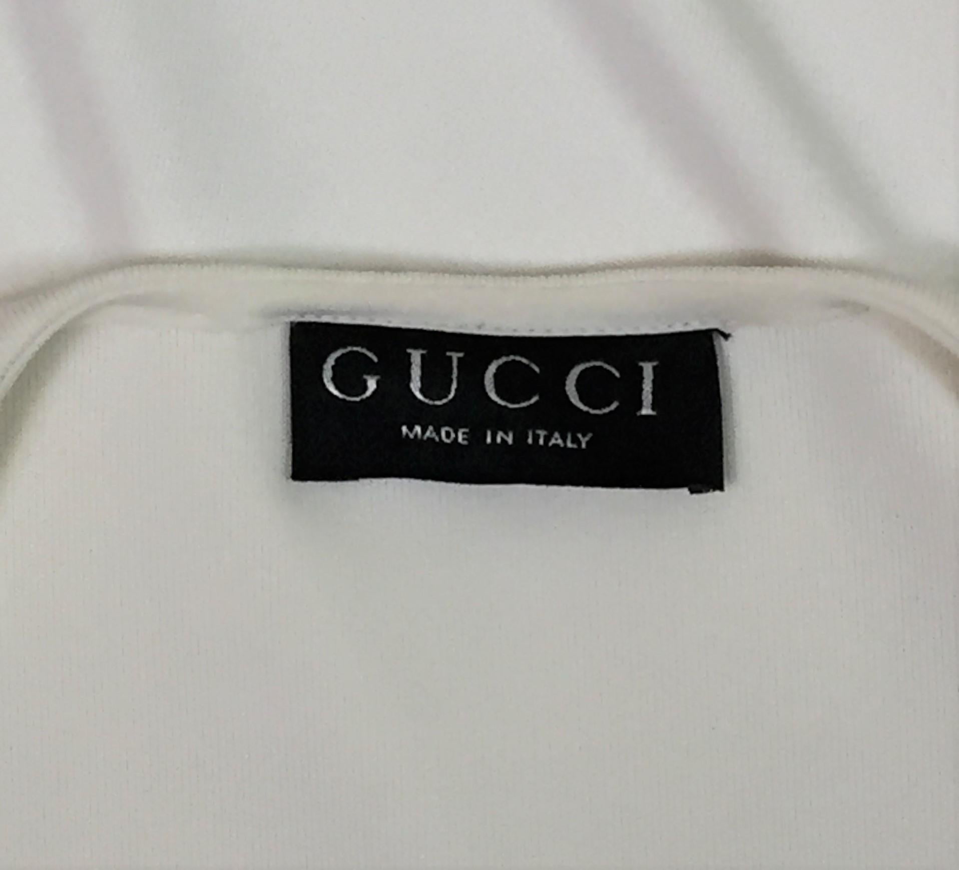 Gray F/W 1996 Gucci by Tom Ford White Mini Dress w/ GG Logo Silver Belt