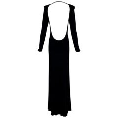 F/W 1996 Gucci Tom Ford Plunging Backless Epaulettes L/S Gown Dress 42