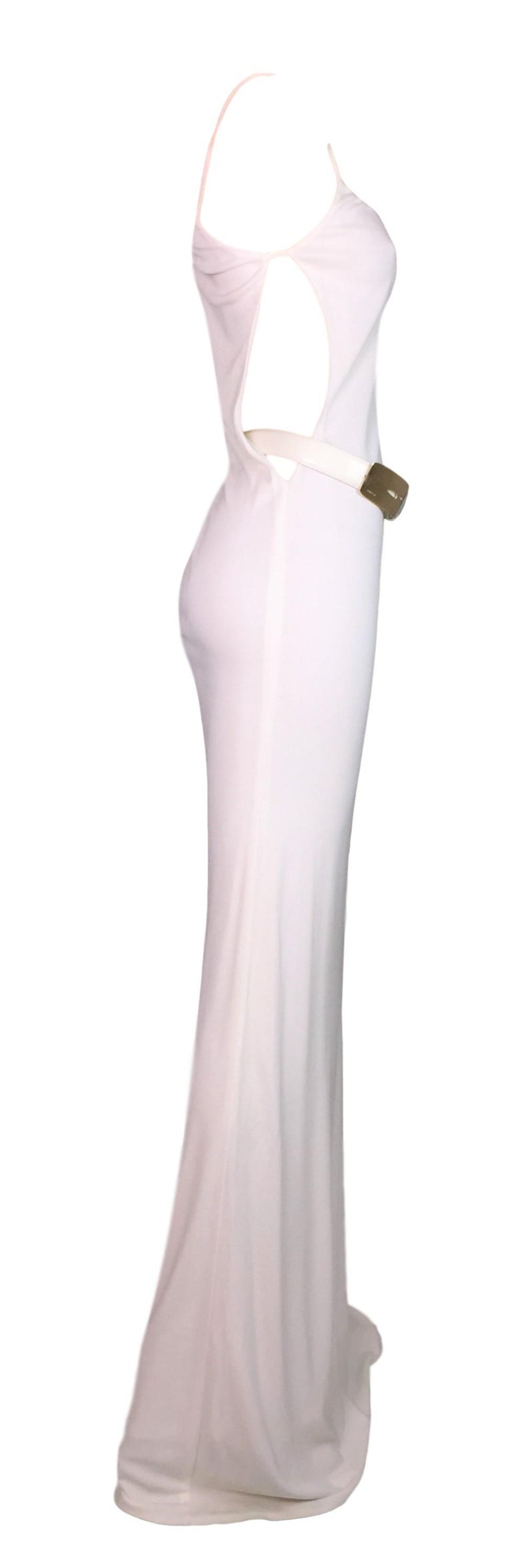 tom ford gucci white cut out dress 2004 Gucci by Tom Ford Black Silk Jersey Plunge Cut-Out Finale Gown