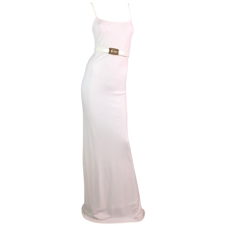 tom ford gucci white cut out dress Gucci by Tom Ford Vintage AW 1996 Legendary White Jersey & Mariner Lin Amarcord Vintage Fashion