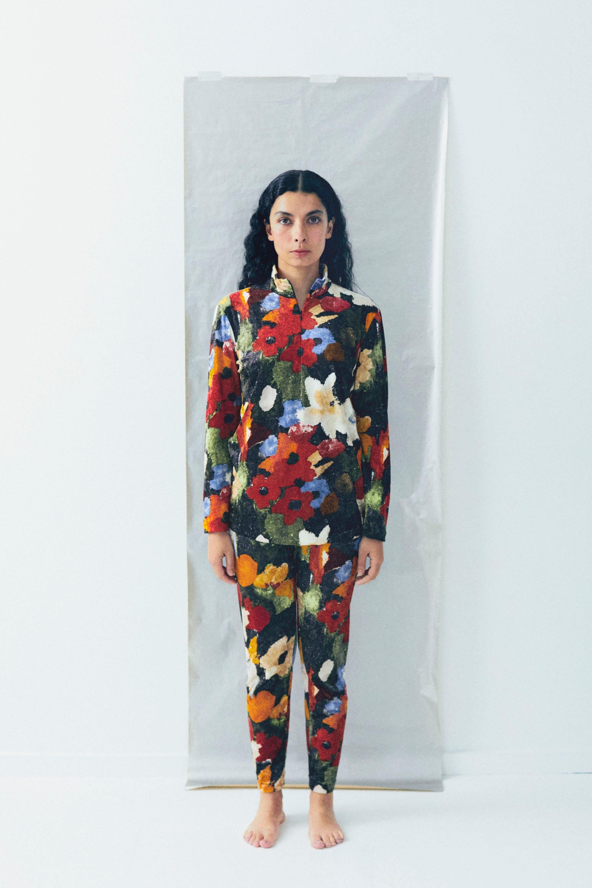 Women's F/W 1996 Issey Miyake Velvet Floral Ensemble For Sale