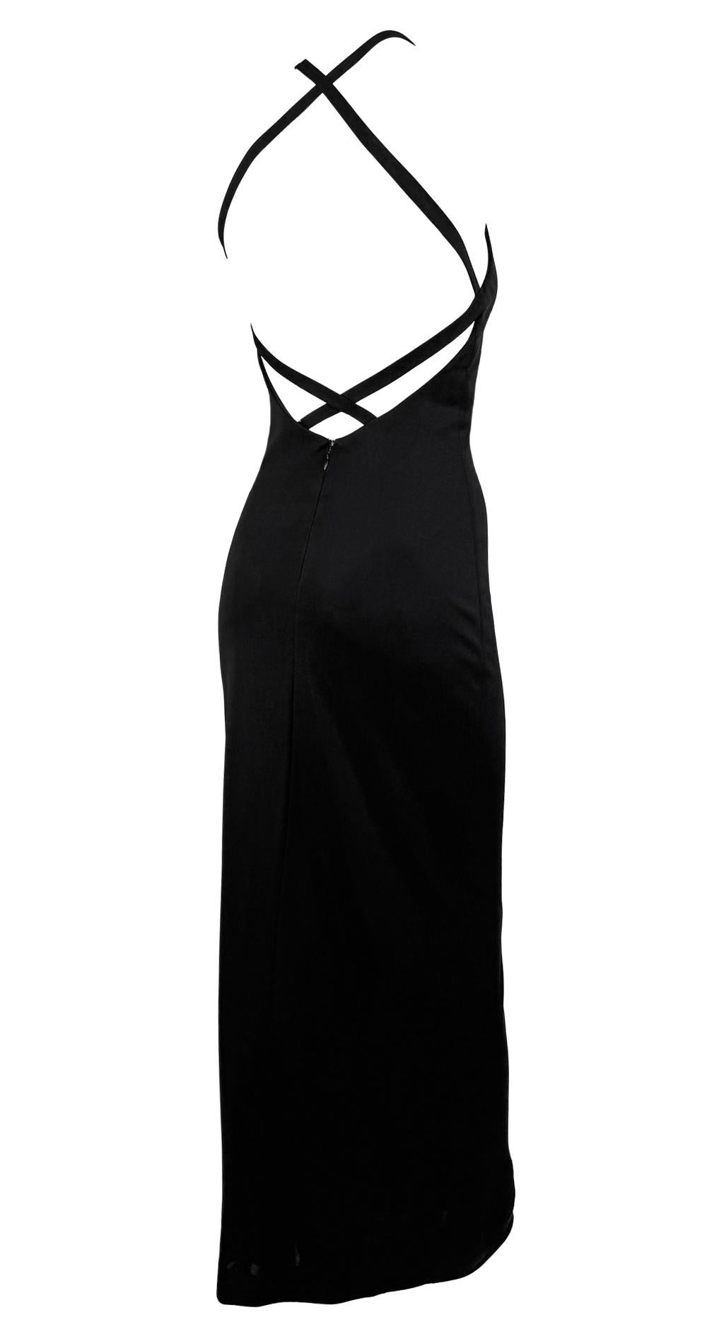 F/W 1996 Ralph Lauren Black Bodycon Backless Strap Evening Gown In Excellent Condition For Sale In West Hollywood, CA