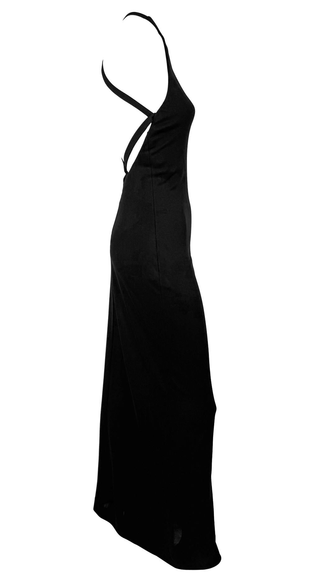 F/W 1996 Ralph Lauren Black Bodycon Backless Strap Evening Gown For Sale 1