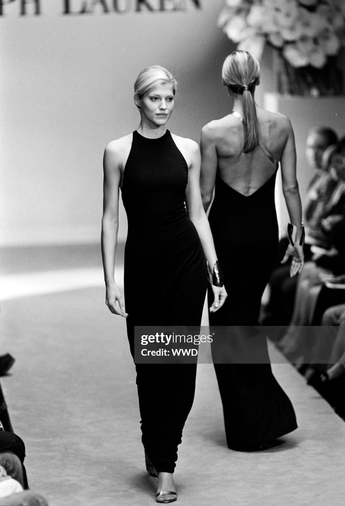 F/W 1996 Ralph Lauren Black Bodycon Backless Strap Evening Gown For Sale 4