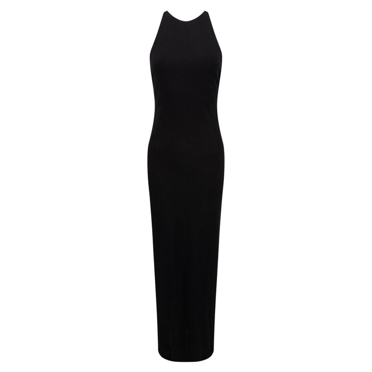 F/W 1996 Ralph Lauren Collection Prototype Black Stretch Leather Backless  Gown For Sale at 1stDibs