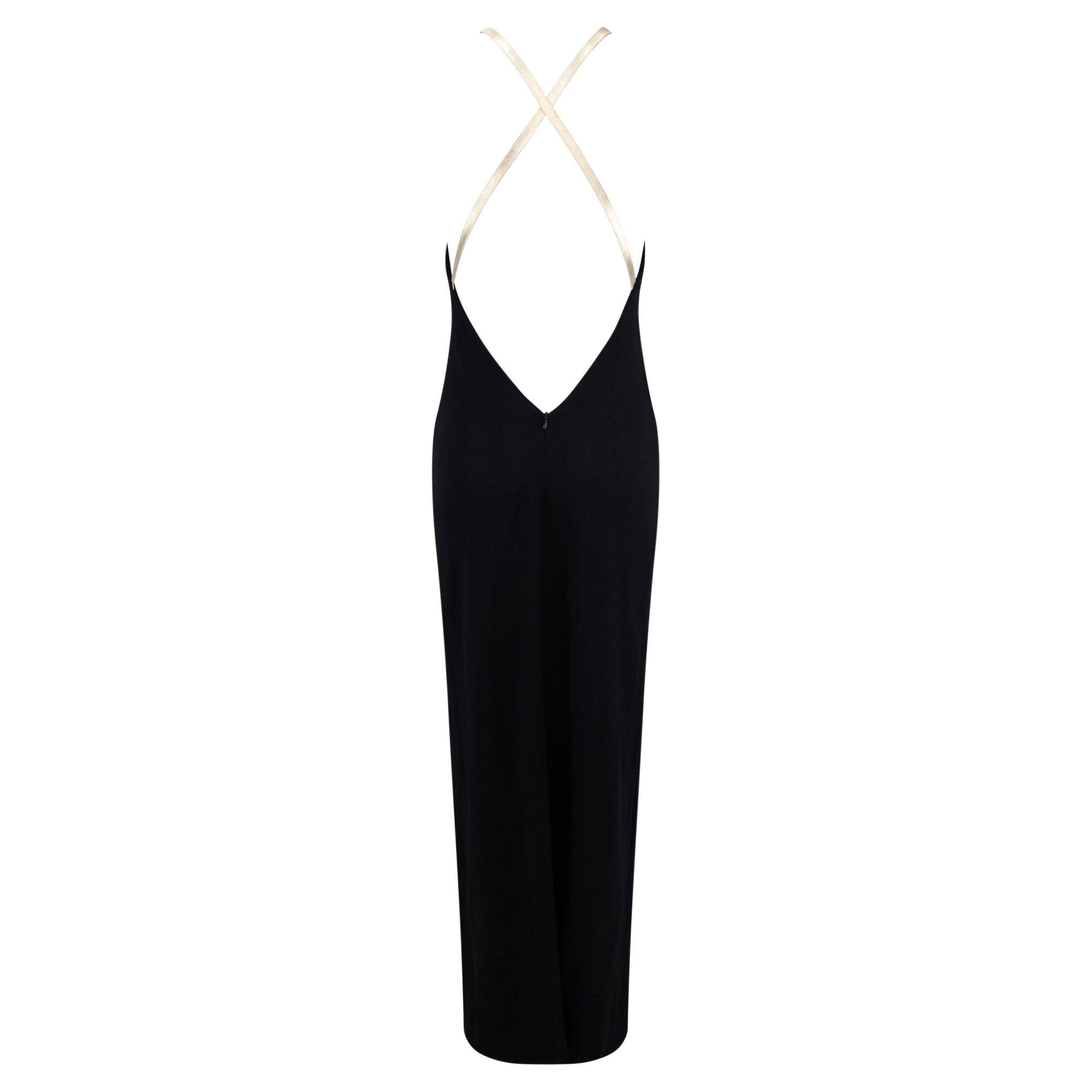 【タグ付】Ralph Lauren / エンパイアラインドレス 黒 m779 F/W 1996 Ralph Lauren Runway Backless Plunge Navy Crepe Silk