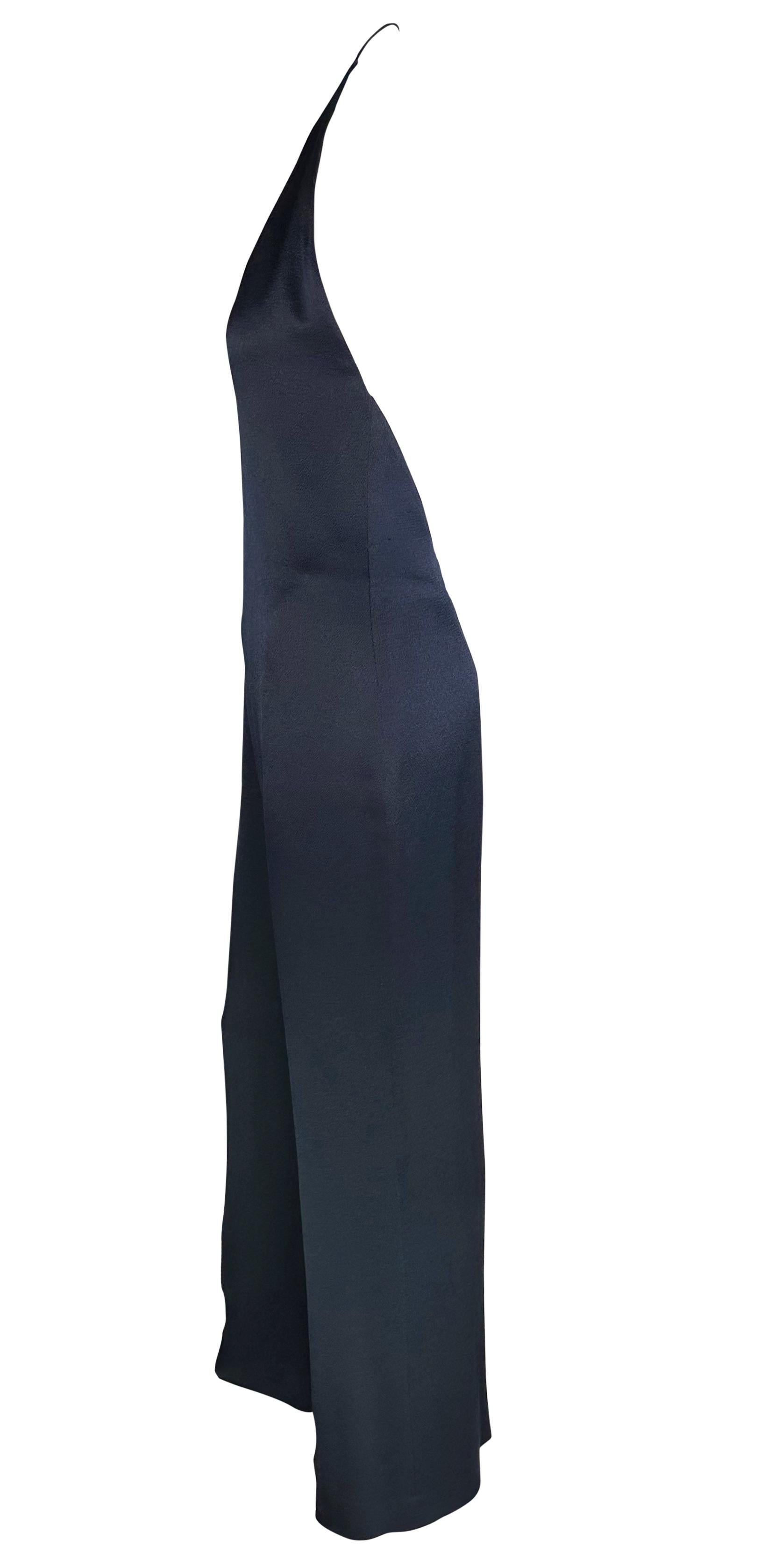 De las mujeres F/W 1996 Ralph Lauren Runway Mono de crepé de seda azul marino sin espalda en venta