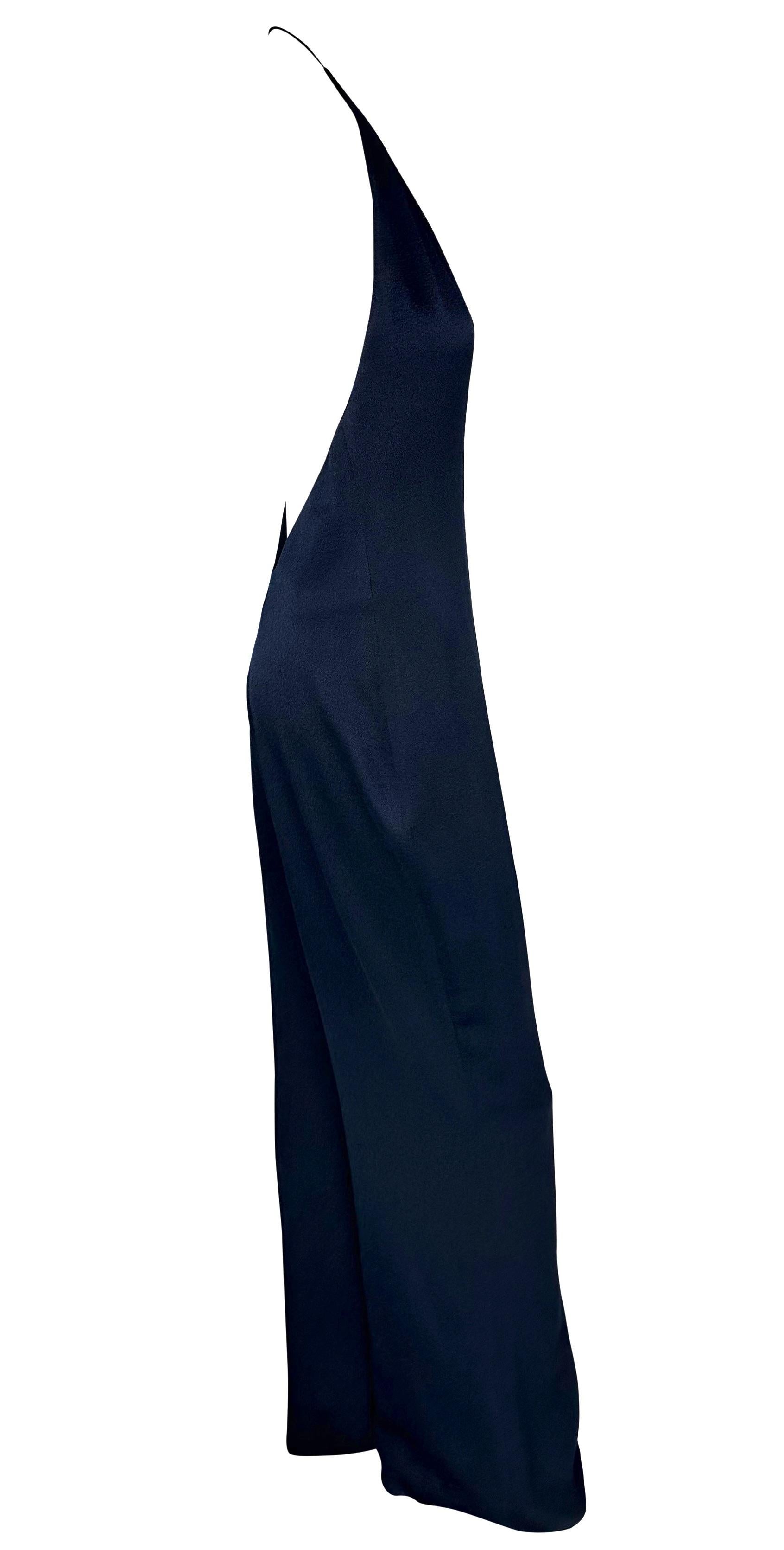 F/W 1996 Ralph Lauren Runway Backless Plunge Navy Crepe Silk Jumpsuit For Sale 3