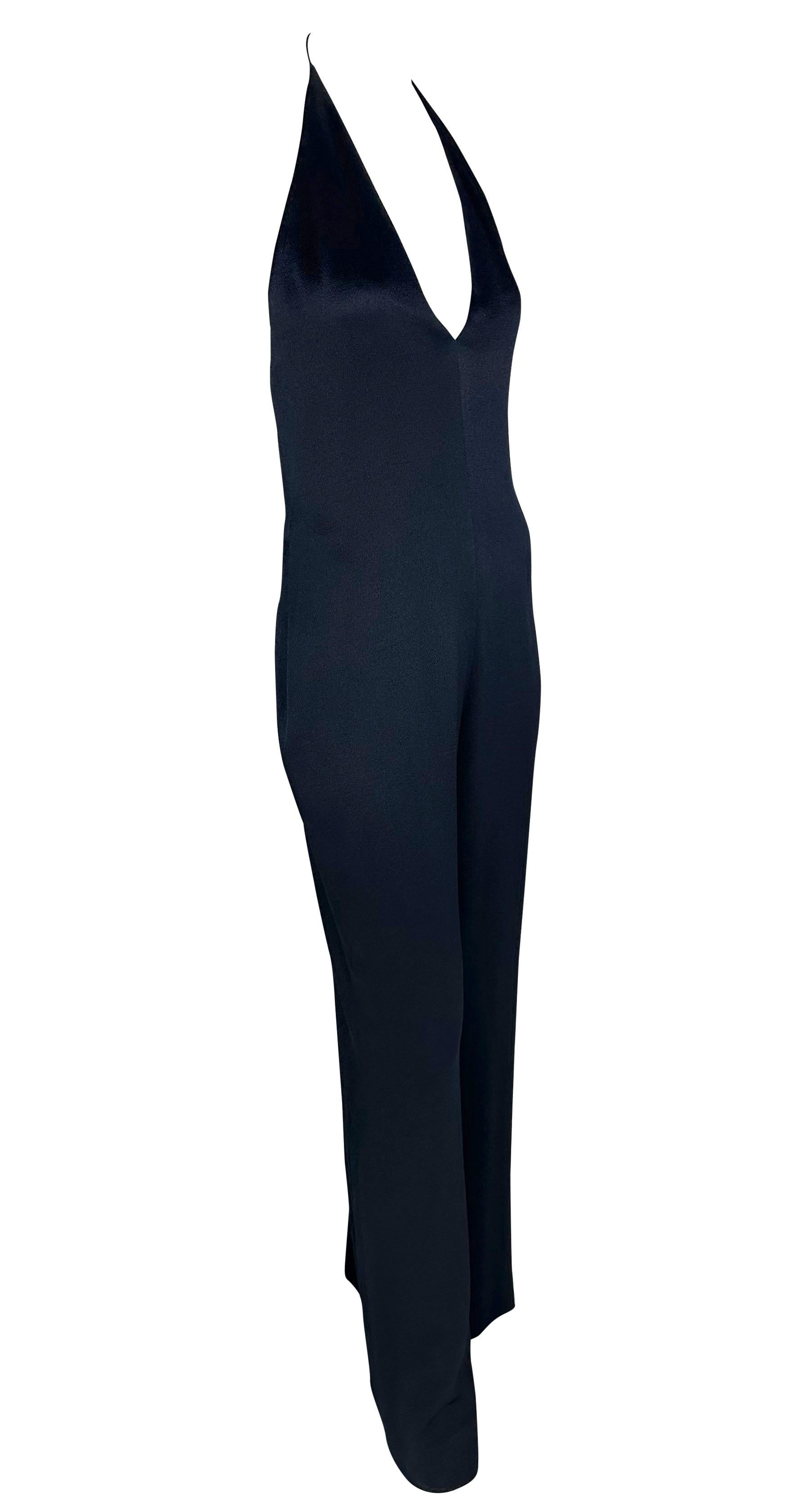 F/W 1996 Ralph Lauren Runway Backless Plunge Navy Crepe Silk Jumpsuit For Sale 4