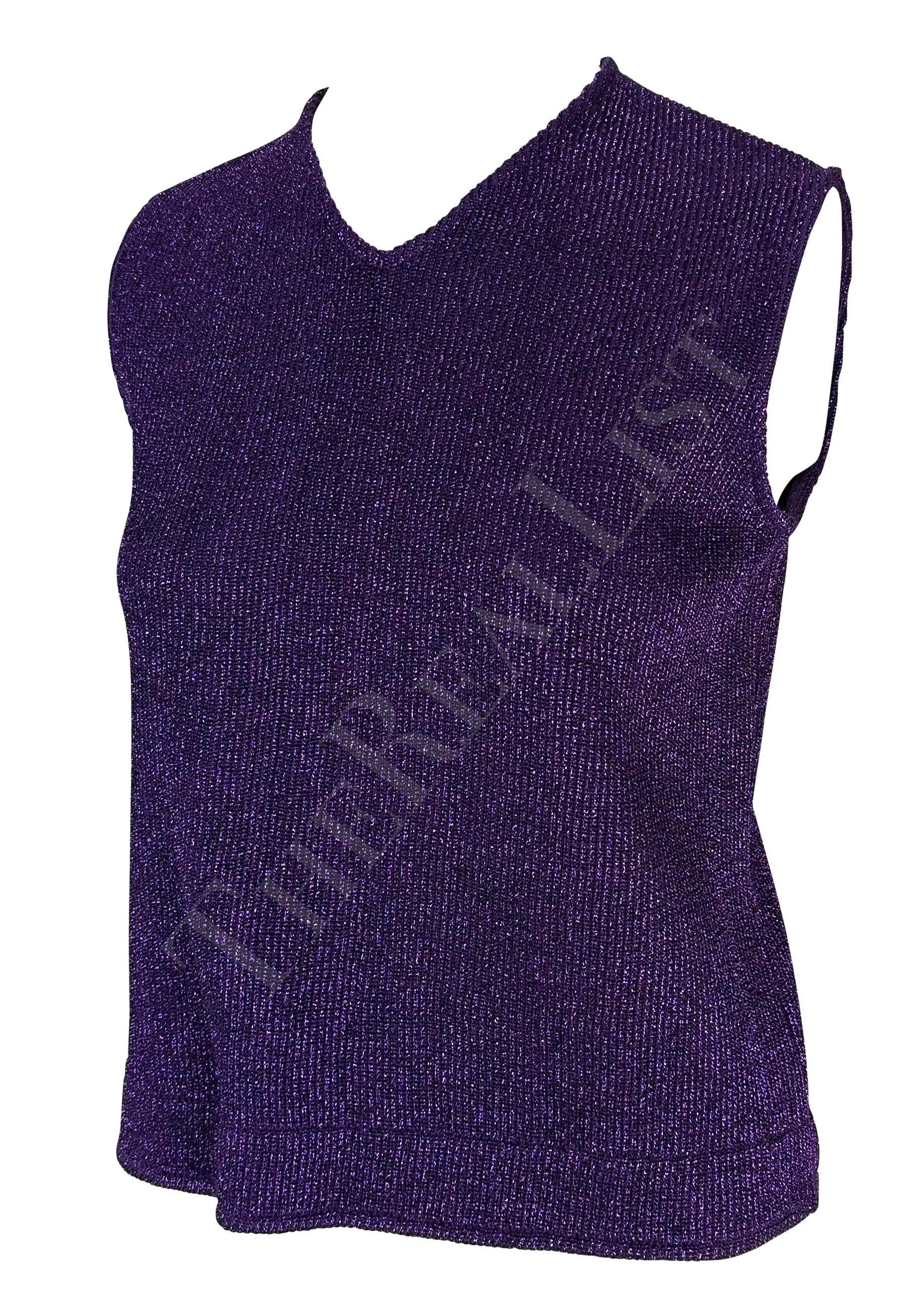 F/W 1996 Salvatore Ferragamo Lila Metallic-Strick ärmelloses Top im Zustand „Hervorragend“ im Angebot in West Hollywood, CA