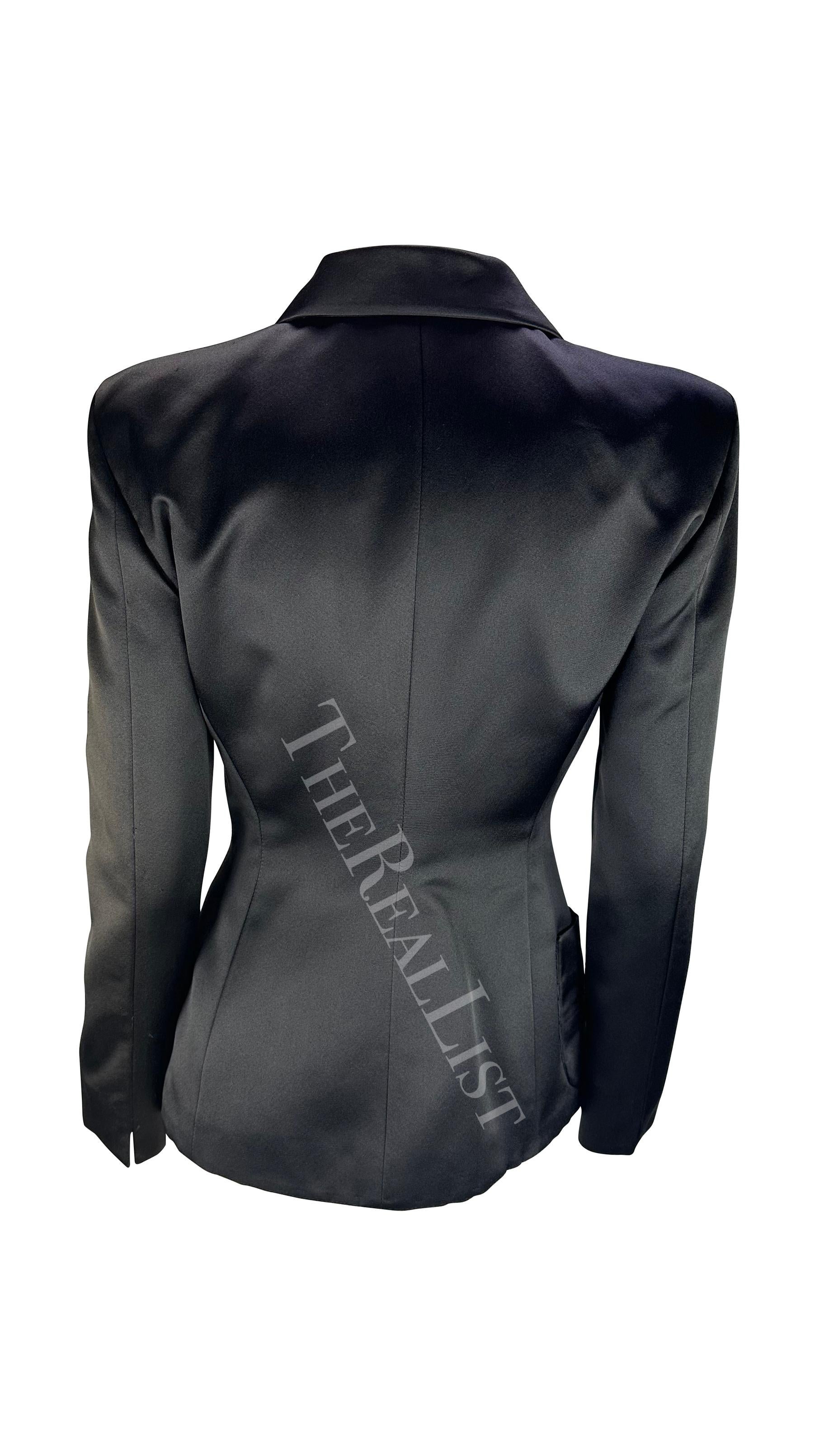 F/W 1997 Atelier Versace Haute Couture Rhinestone Logo Beaded Satin Poppy Jacket For Sale 1