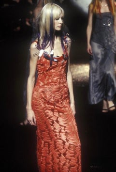 F/W 1997 Chloé by Karl Lagerfeld Pink Sheer Chiffon Abstract Chenille Gown