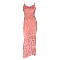 Vintage F/W 1997 Chloé by Karl Lagerfeld Pink Sheer Chiffon Abstract Chenille Gown