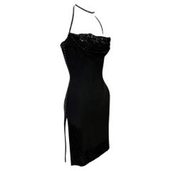 F/W 1997 Christian Dior by John Galliano Black Beaded High Slits Mini Dress