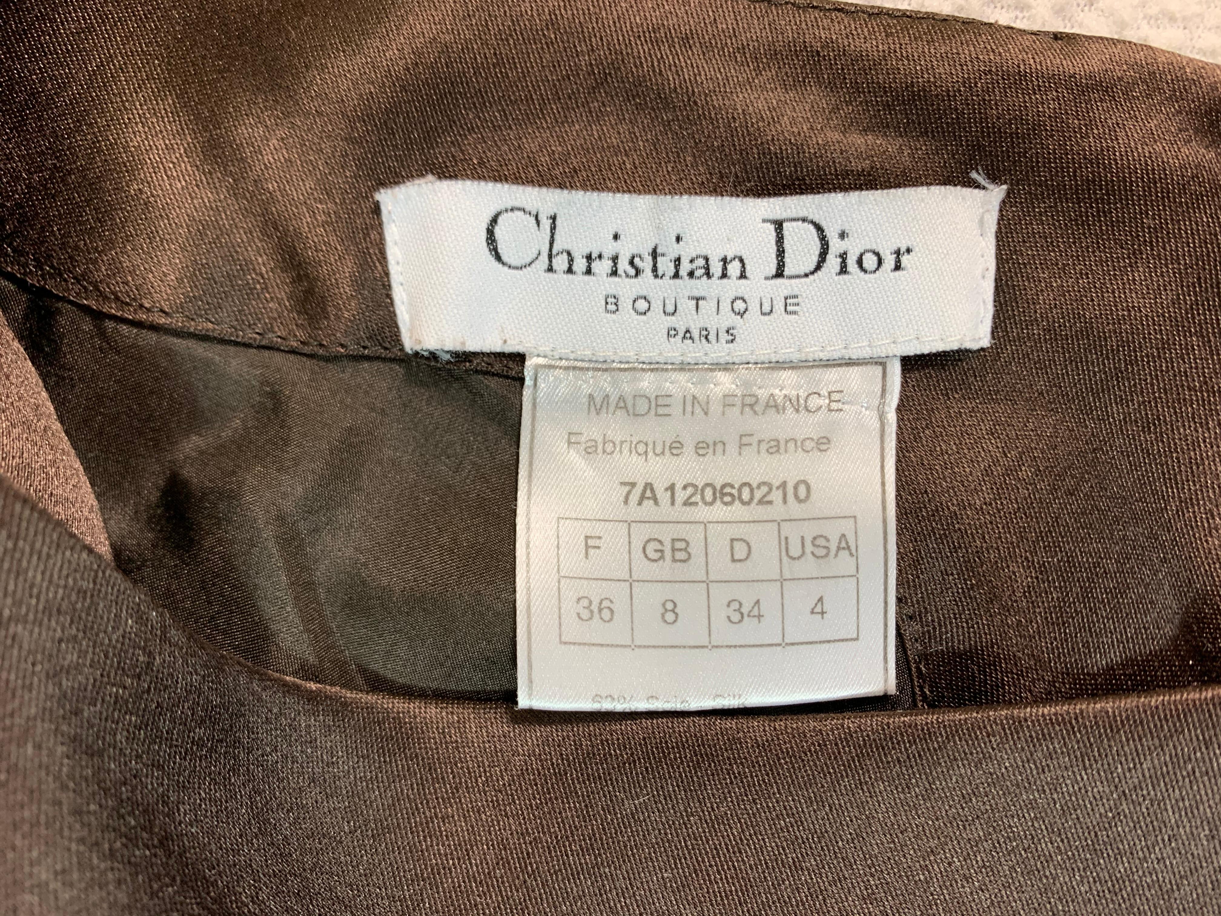 F/W 1997 Christian Dior by John Galliano Mini Vestido Floral de Raso Marrón en Bueno Estado en Yukon, OK