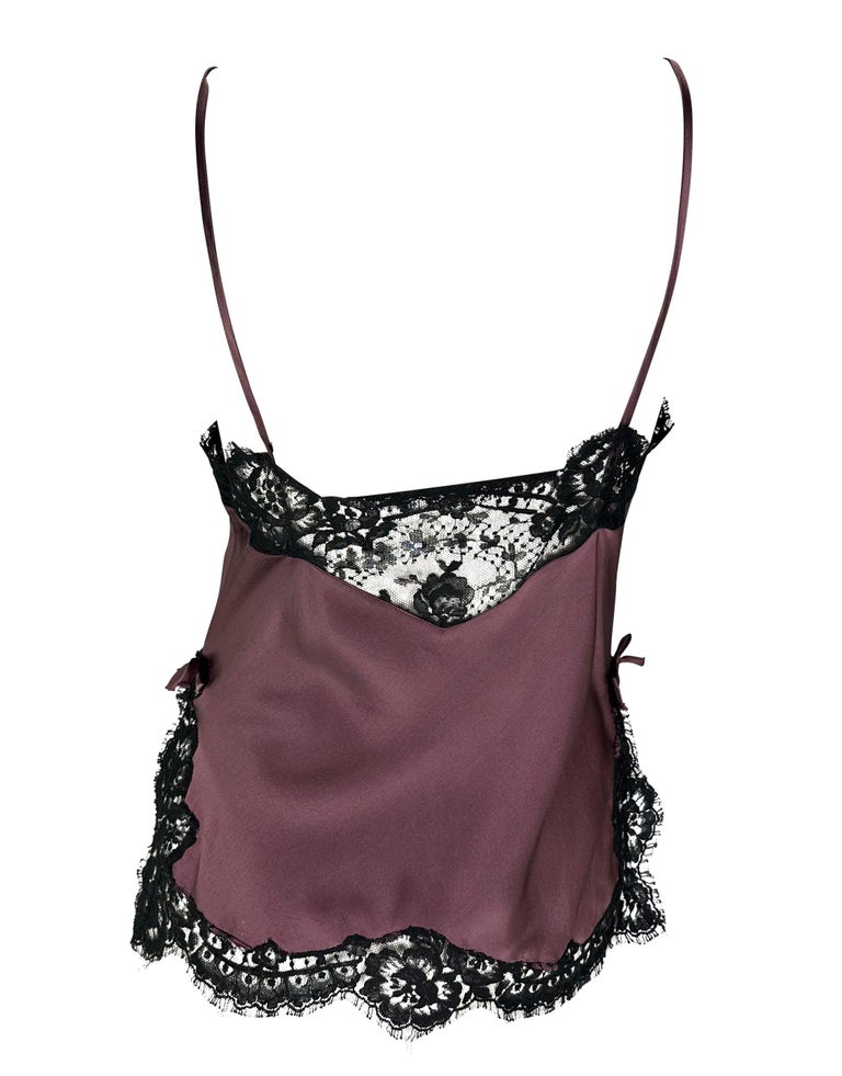 F/W 1997 Christian Dior by John Galliano Lace Trim Satin Camisole Tank Top  For Sale at 1stDibs