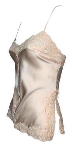 F/W 1997 Christian Dior by John Galliano Peach Satin Lace Bows Cami Top
