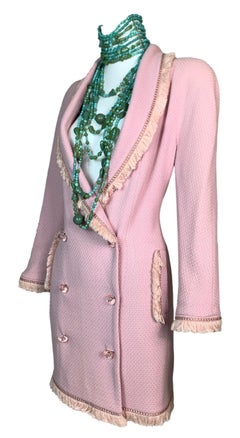 F/W 1997 Christian Dior by John Galliano Runway Pink Fringe Plunging Mini Dress