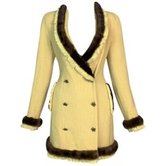 F/W 1997 Christian Dior by John Galliano Runway Yellow Mini Dress w Fur