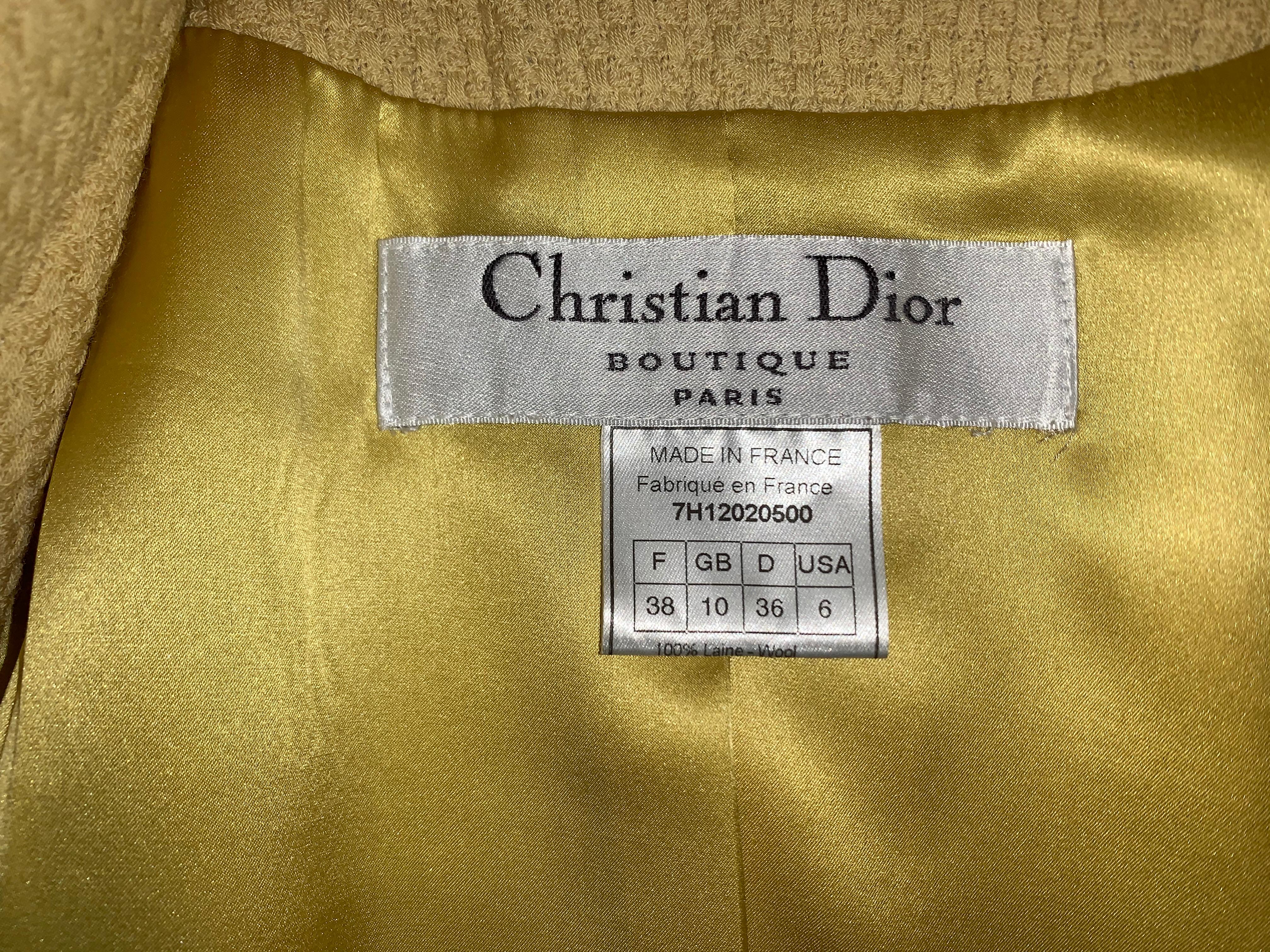 Beige F/W 1997 Christian Dior by John Galliano Runway Yellow Mink Mini Dress 38