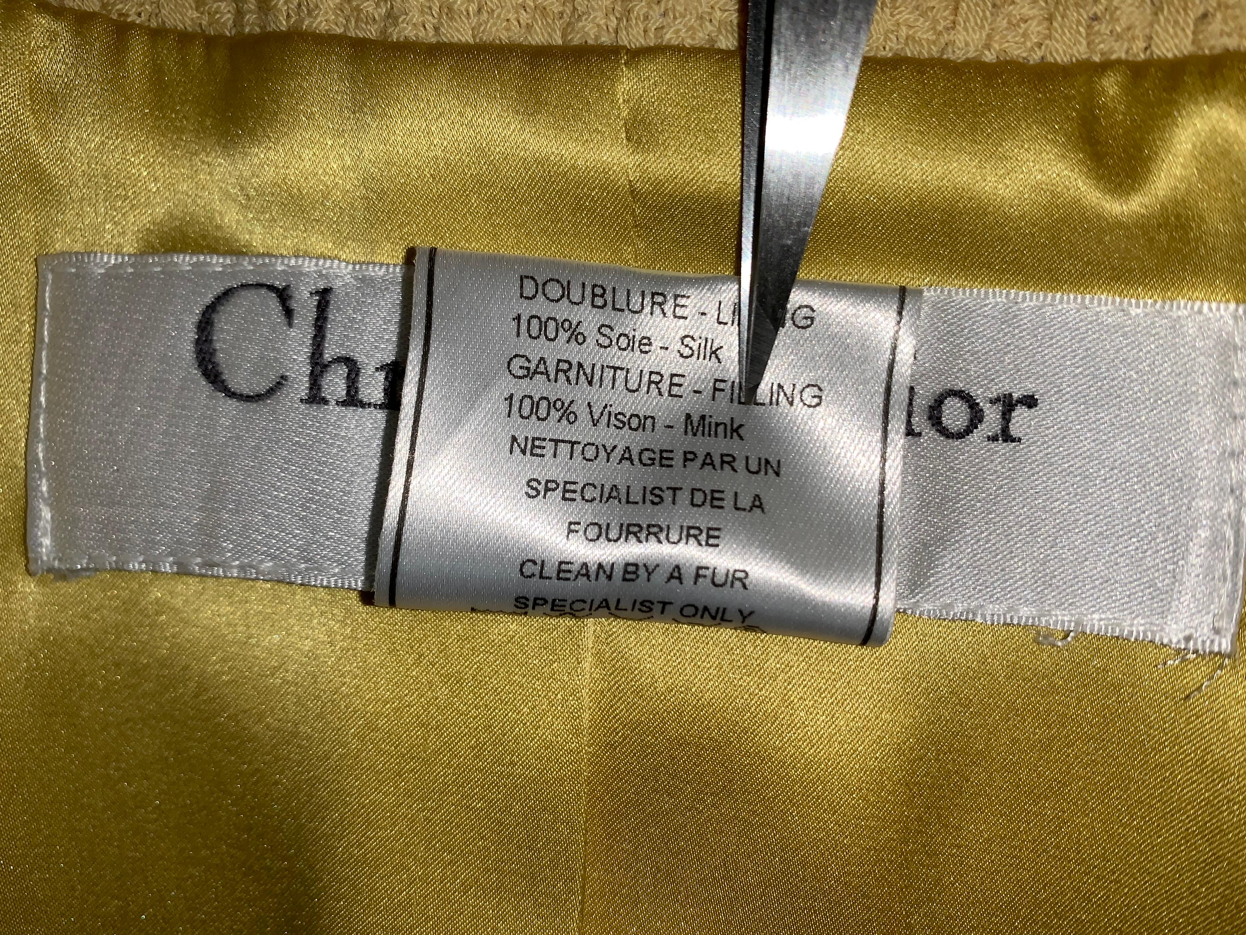 F/W 1997 Christian Dior by John Galliano Runway Yellow Mink Mini Dress 38 In Good Condition In Yukon, OK