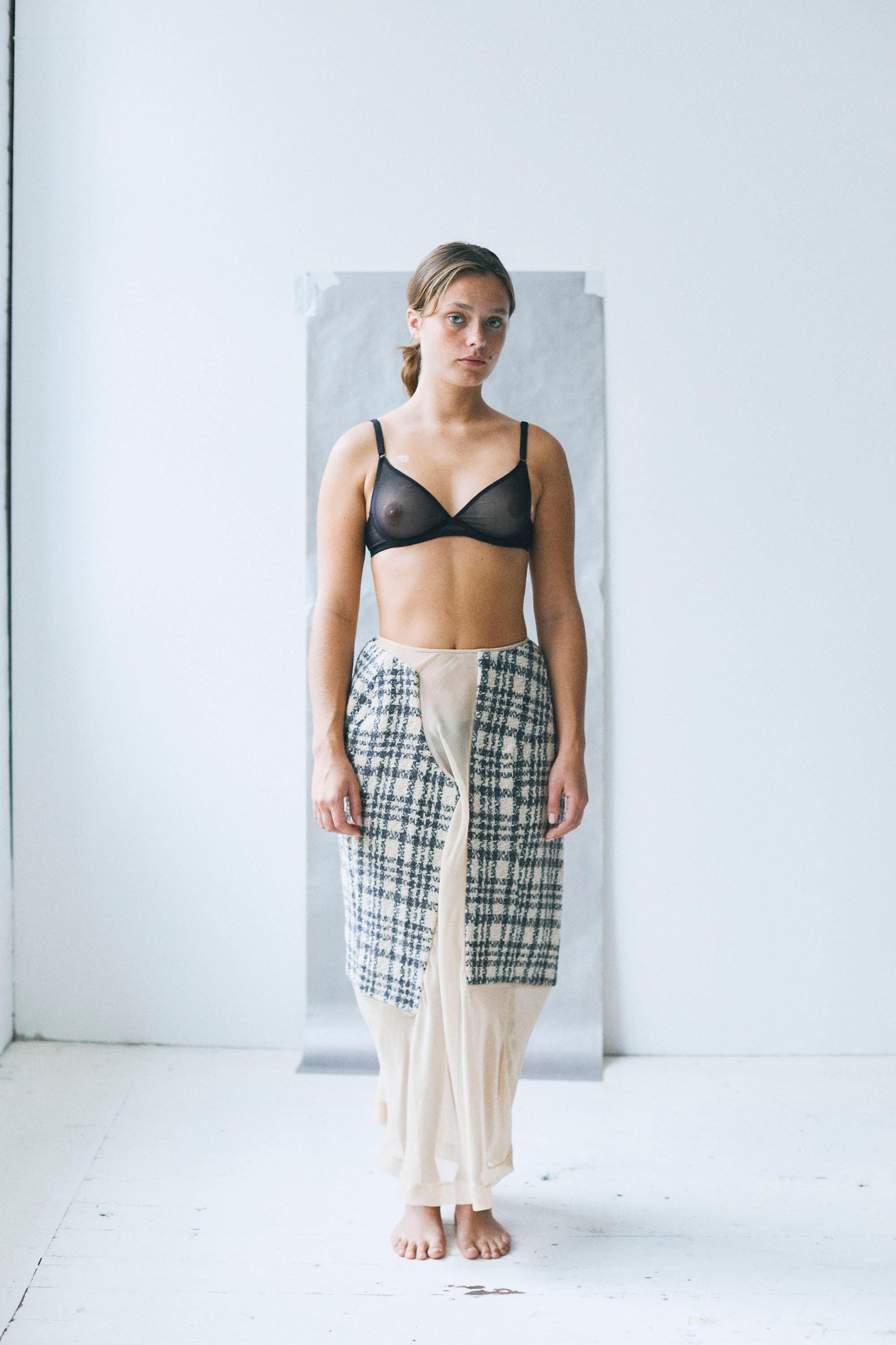 Gray F/W 1997 Comme des Garcons Wool and Tulle Skirt For Sale