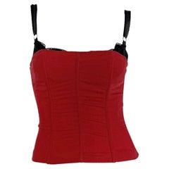 F/W 1997 Dolce & Gabbana Corset Boned Red Black Bralette Bustier Top