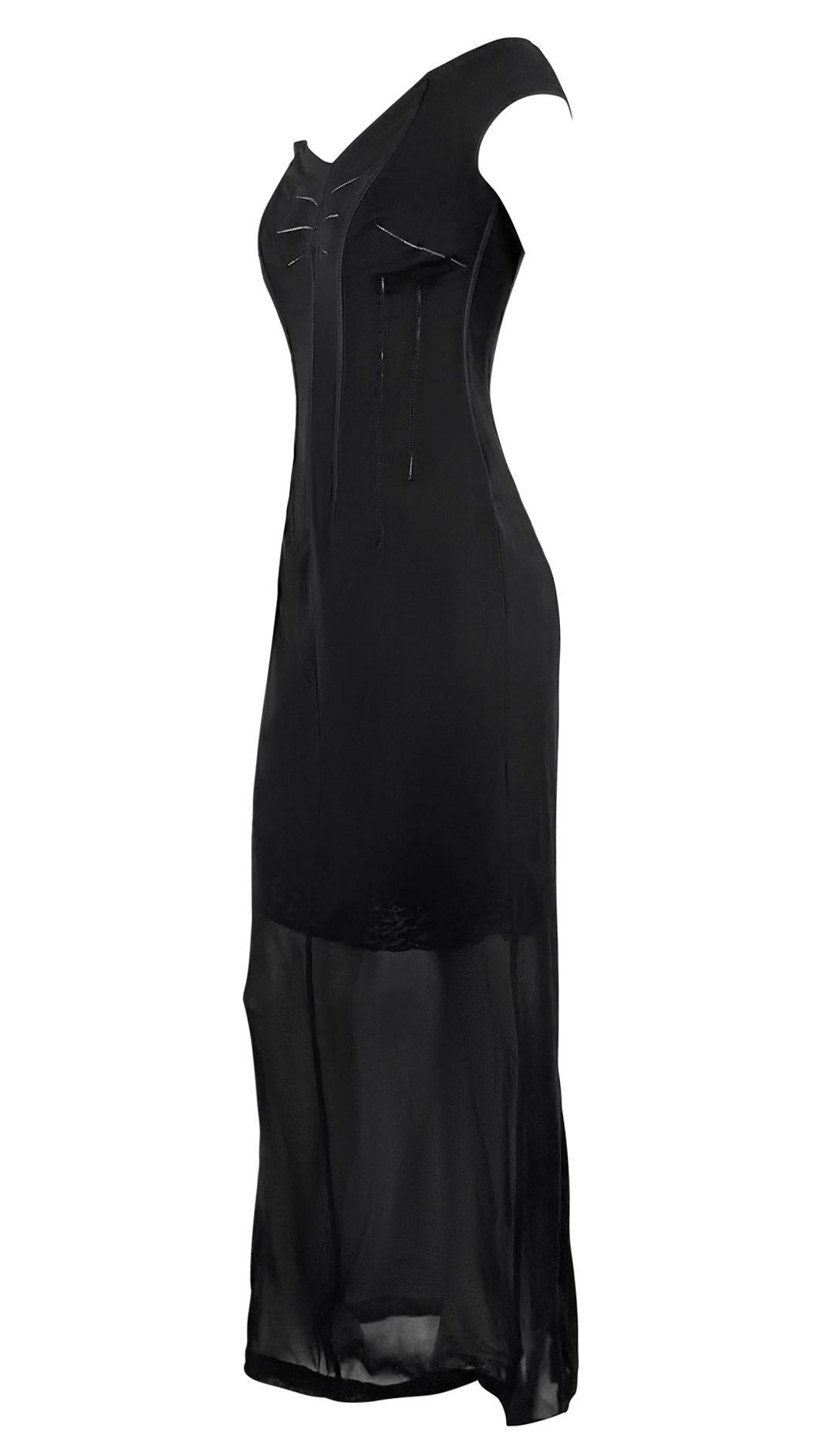 Robe de soirée Dolce & Gabbana à corset et bordée de dentelle noire transparente, A/H 1997 Excellent état - En vente à West Hollywood, CA