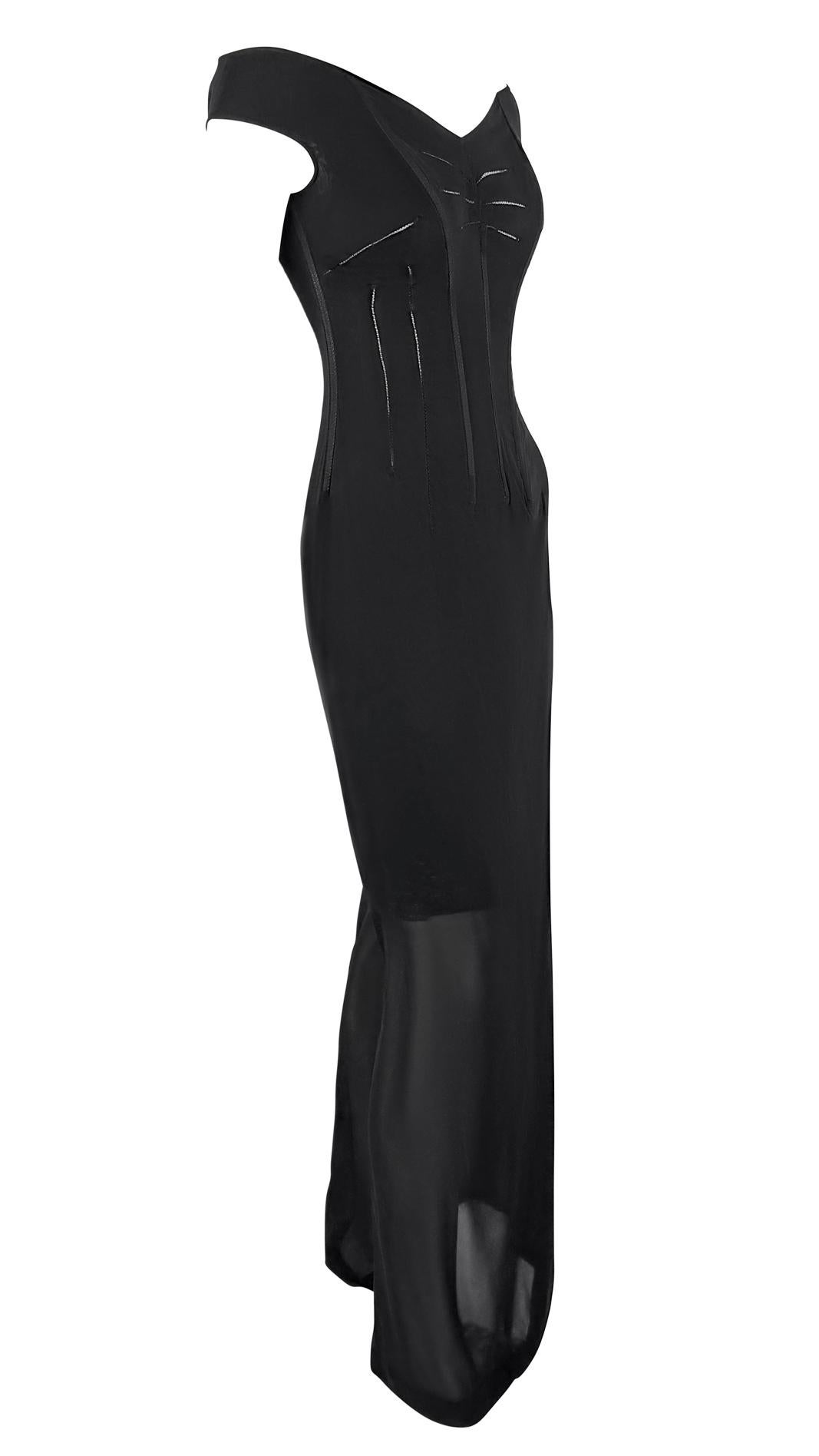 Robe de soirée Dolce & Gabbana à corset et bordée de dentelle noire transparente, A/H 1997 en vente 1