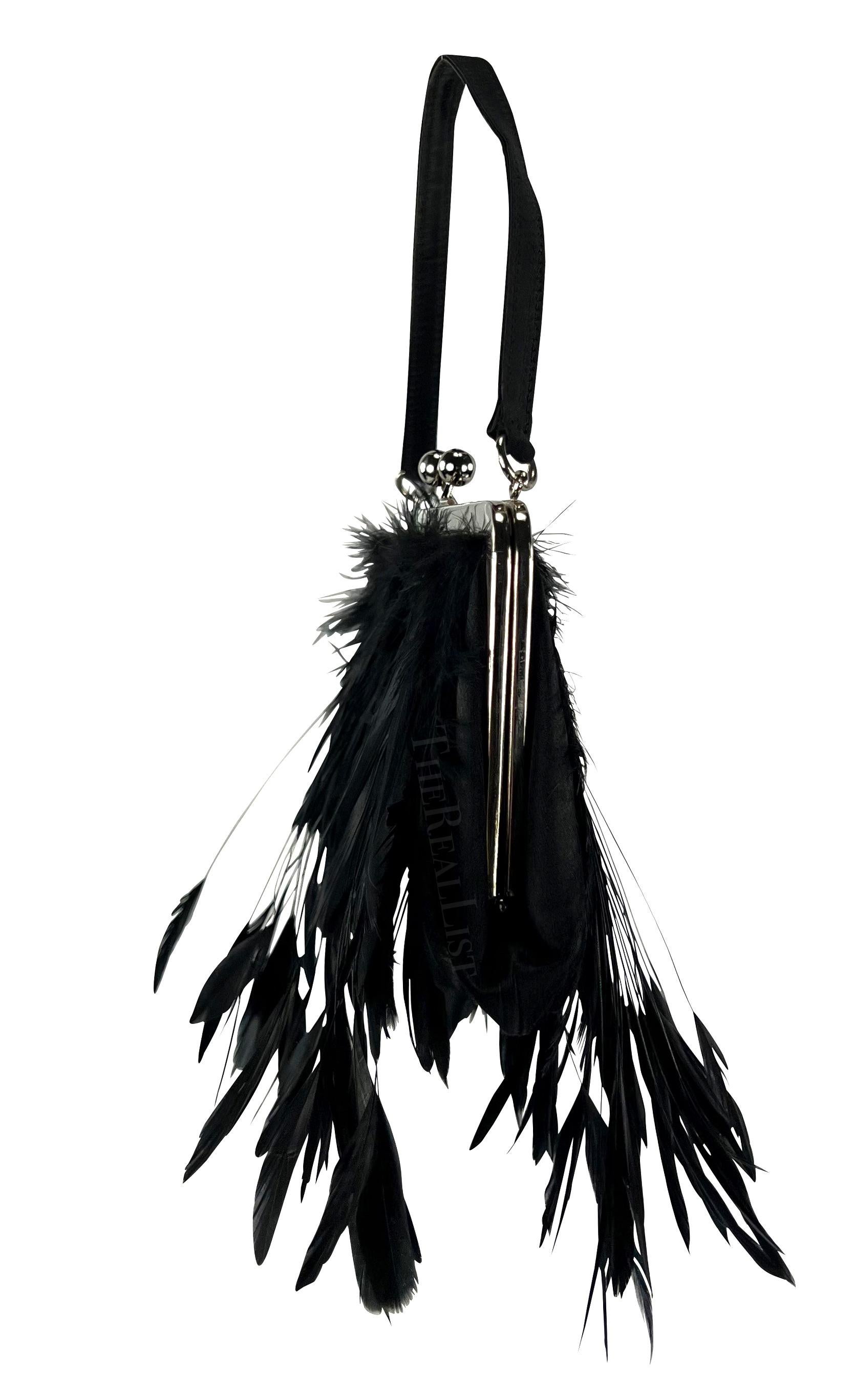 F/W 1997 Dolce & Gabbana Runway Black Feather Silk Satin Evening Bag 1