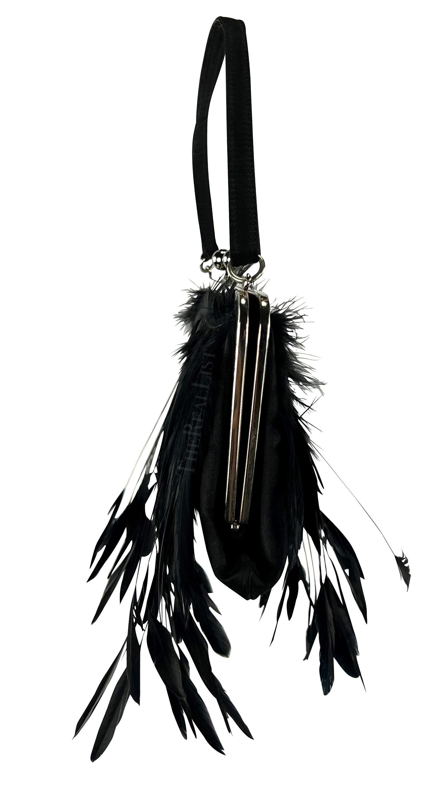 F/W 1997 Dolce & Gabbana Runway Black Feather Silk Satin Evening Bag 5