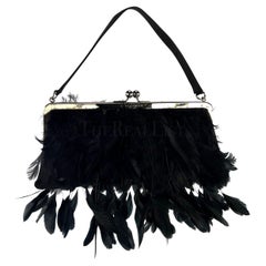 F/W 1997 Dolce & Gabbana Runway Black Feather Silk Satin Evening Bag