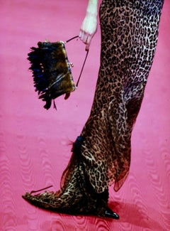 F/W 1997 Dolce & Gabbana Runway Brown Black Feather Satin Kisslock Evening Bag