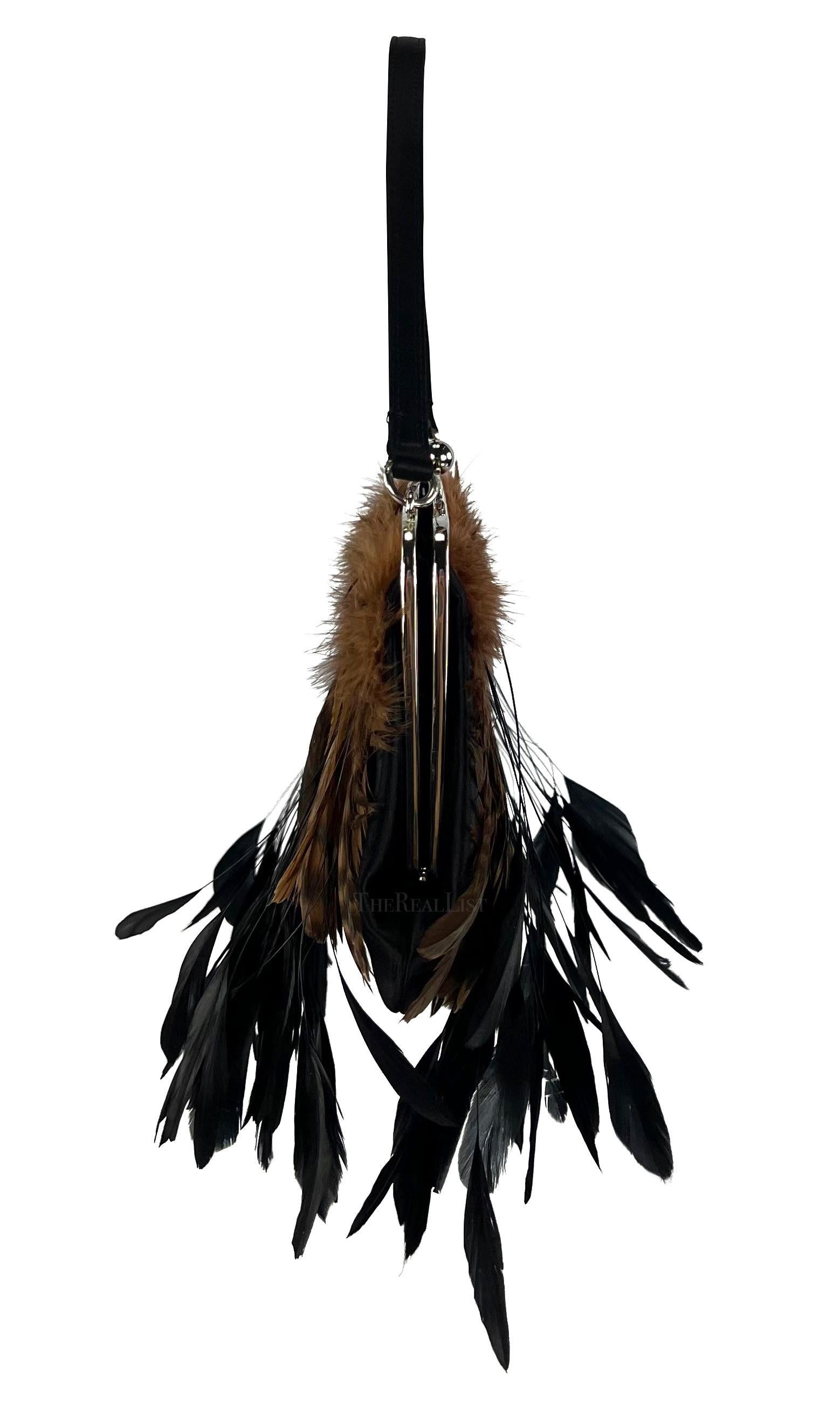 black feather clutch bag