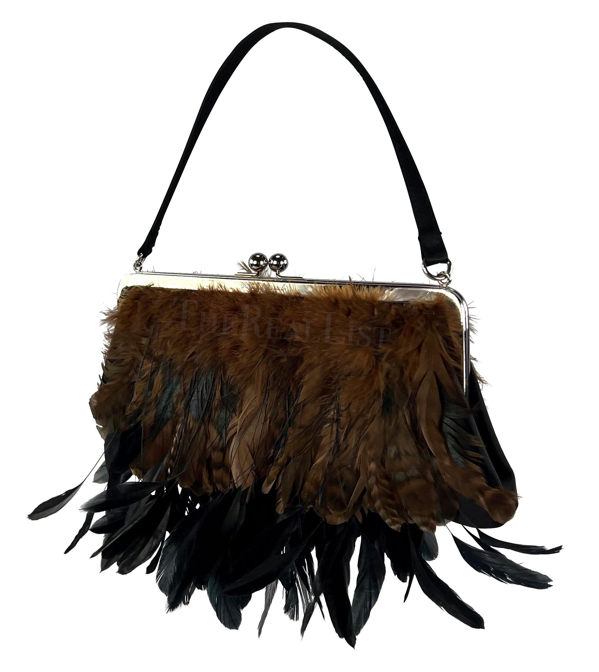F/W 1997 Dolce & Gabbana Runway Feather Silk Satin Evening Bag For Sale 2