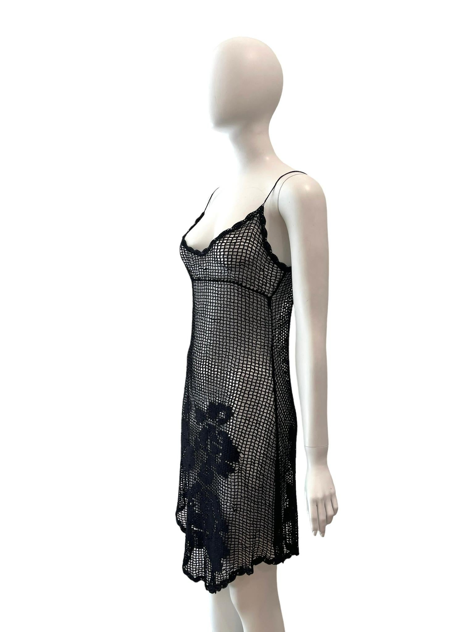 F/W 1997 Dolce & Gabbana Runway Sheer Black Knit Dress 2