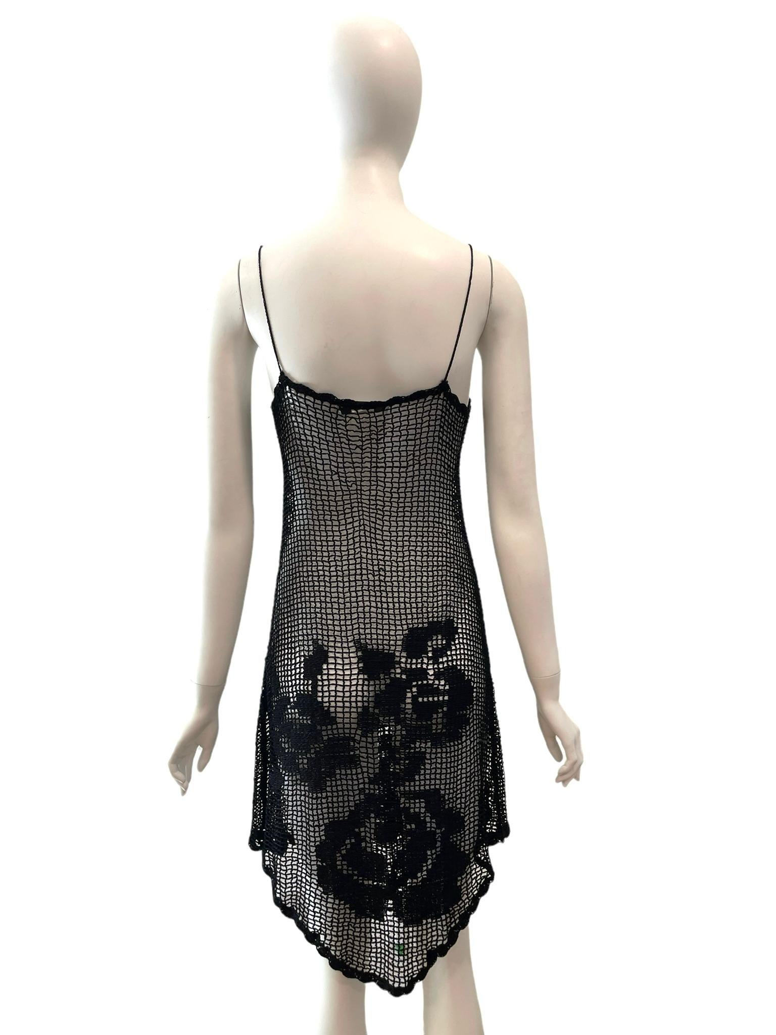 F/W 1997 Dolce & Gabbana Runway Sheer Black Knit Dress 3