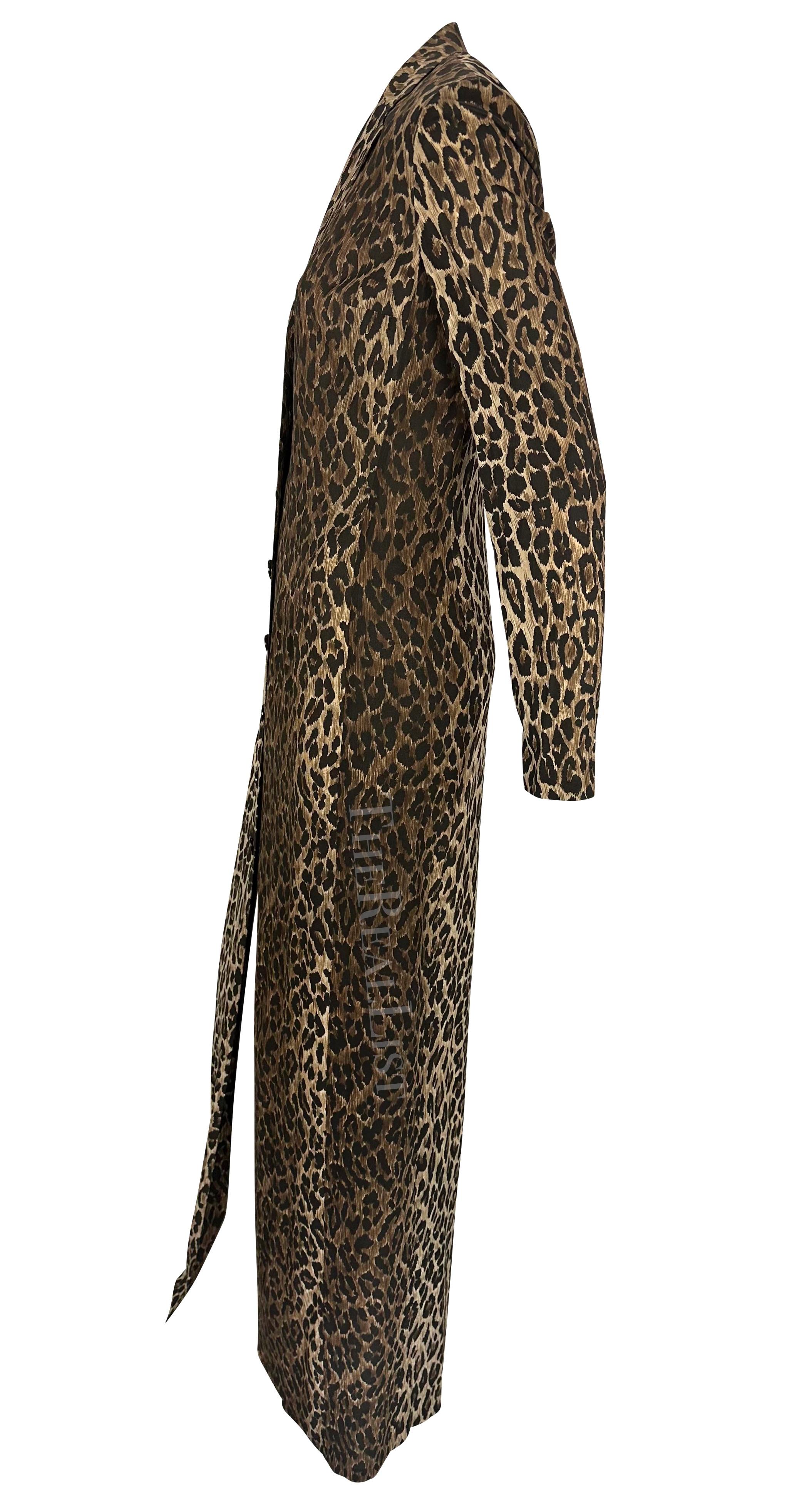 Women's F/W 1997 Dolce & Gabbana Runway Sheer Brown Cheetah Print Maxi Coat Dress For Sale