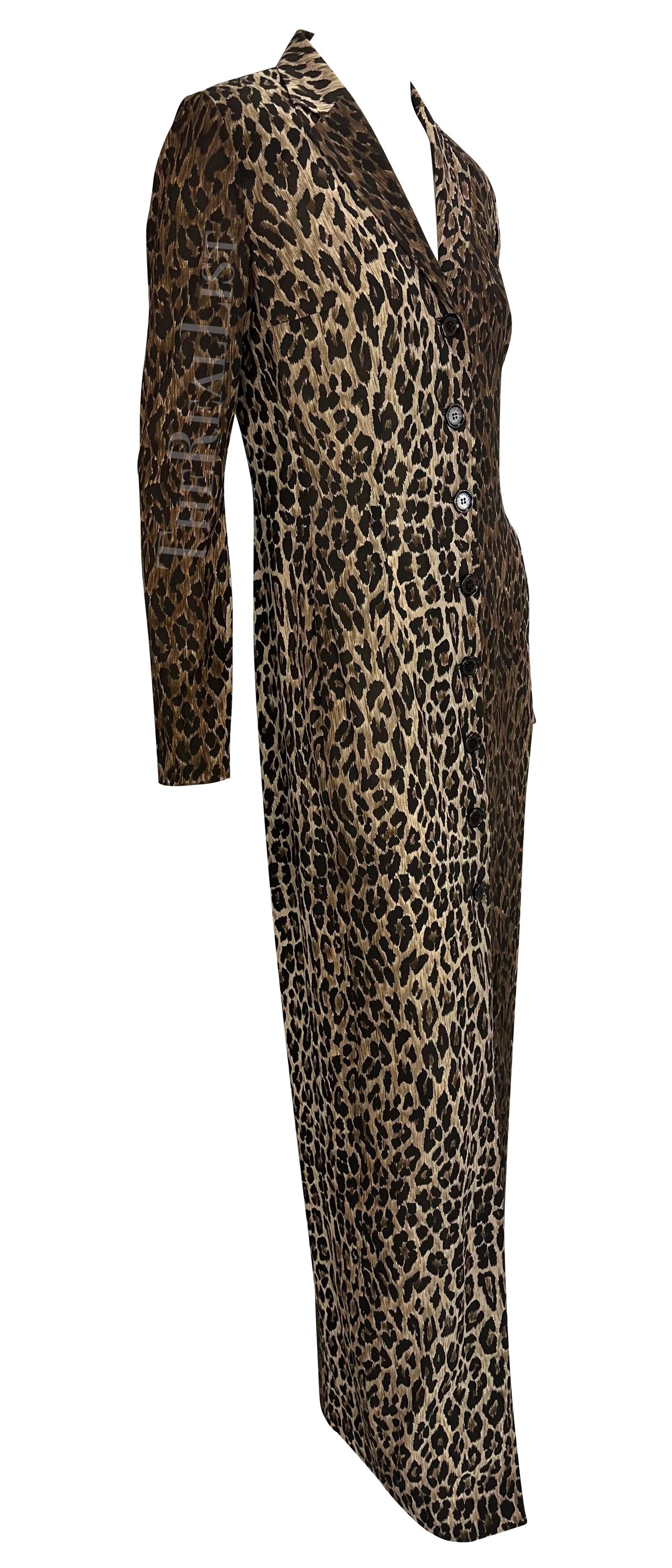 F/W 1997 Dolce & Gabbana Runway Sheer Brown Cheetah Print Maxi Coat Dress For Sale 2