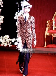 F/W 1997 Dolce & Gabbana Runway Sheer Brown Leopard Print Maxi Coat Dress