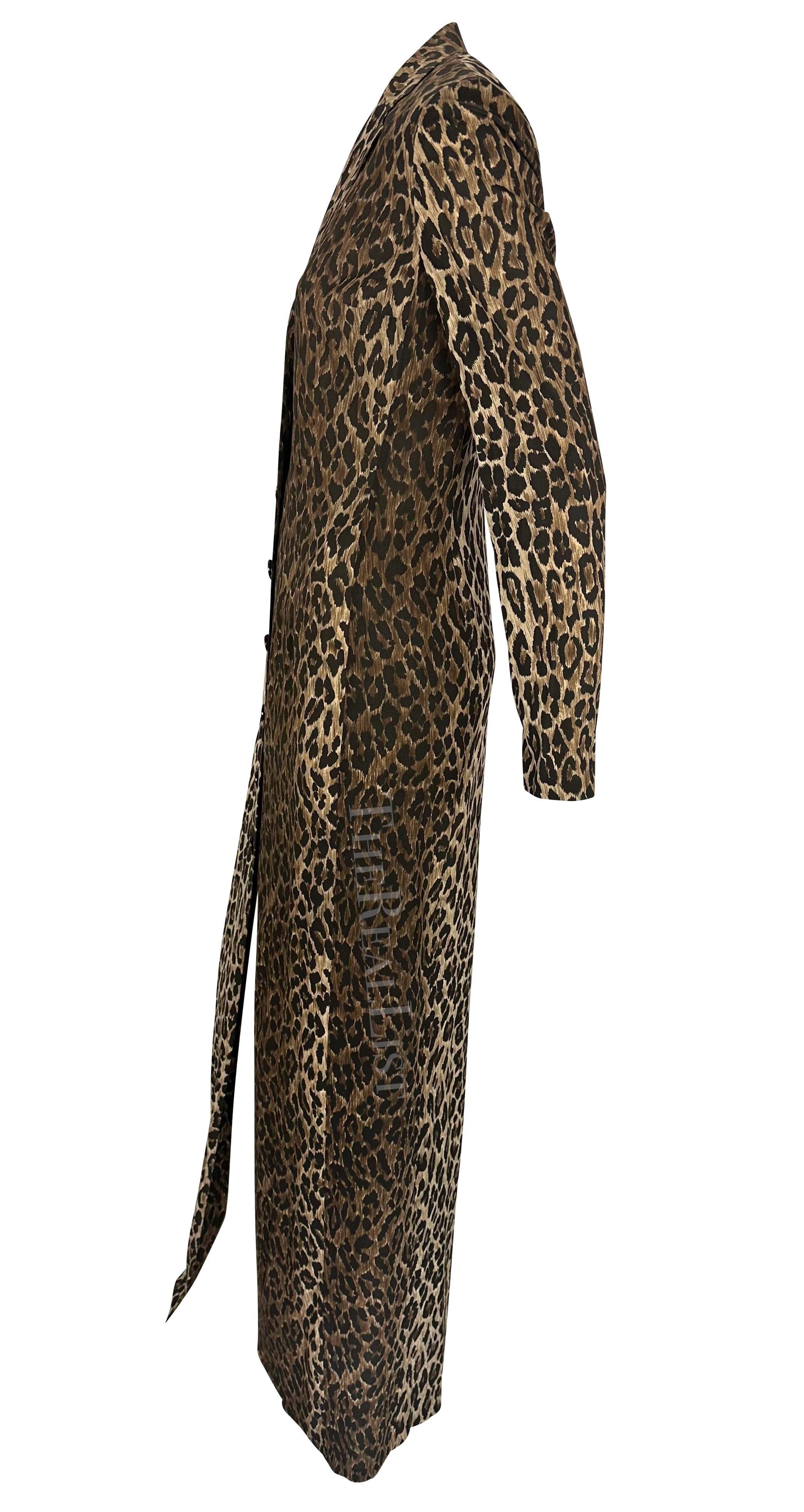 F/W 1997 Dolce & Gabbana Runway Sheer Brown Leopard Print Maxi Coat Dress Excellent état - En vente à West Hollywood, CA