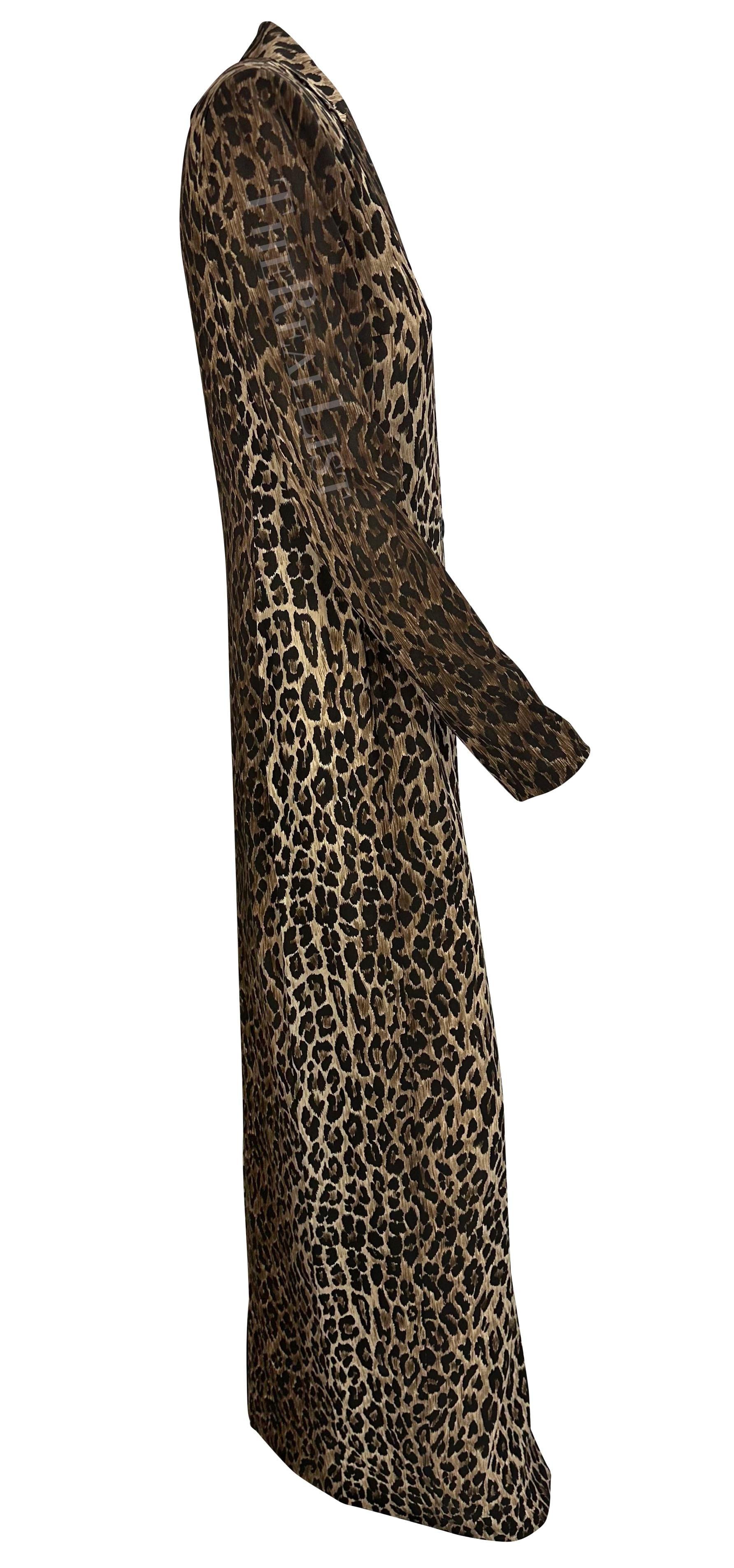 F/W 1997 Dolce & Gabbana Runway Sheer Brown Leopard Print Maxi Coat Dress en vente 2
