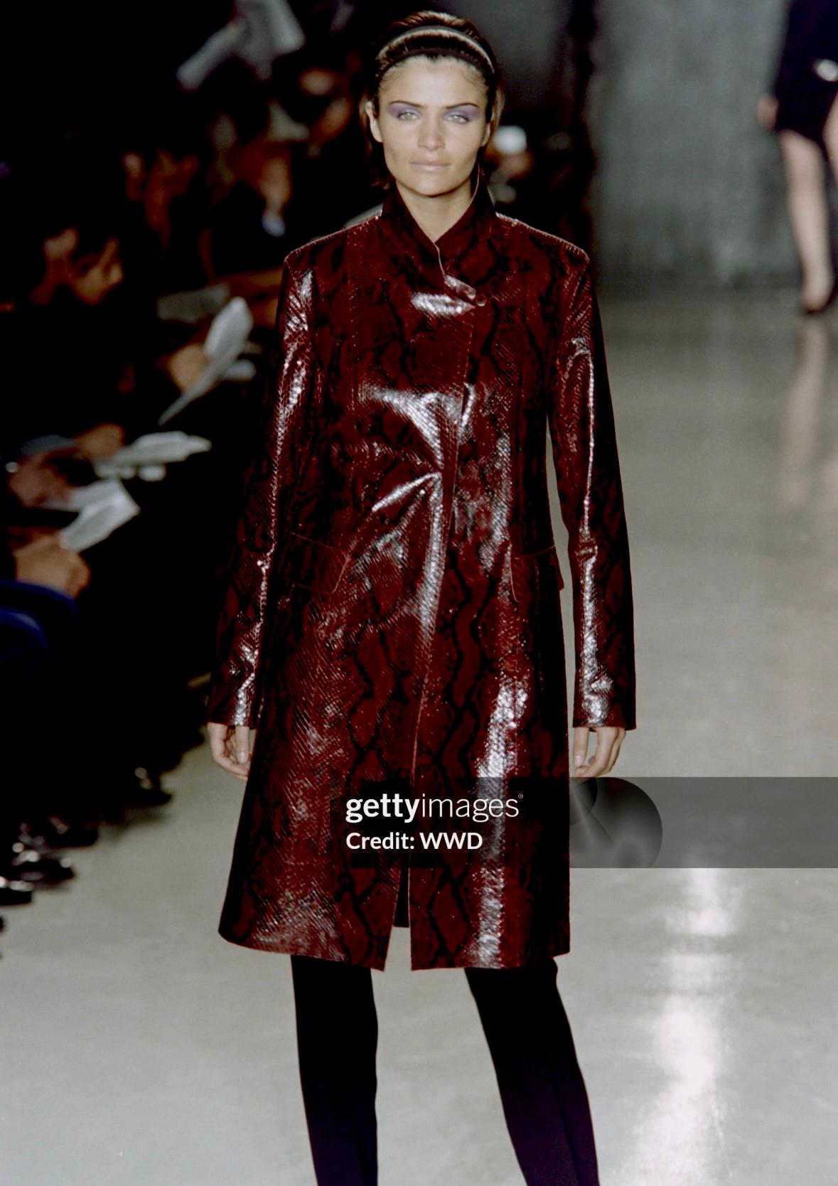 F/W 1997 Donna Karan Runway Glossy Deep Burgundy Genuine Python Skin Coat 2