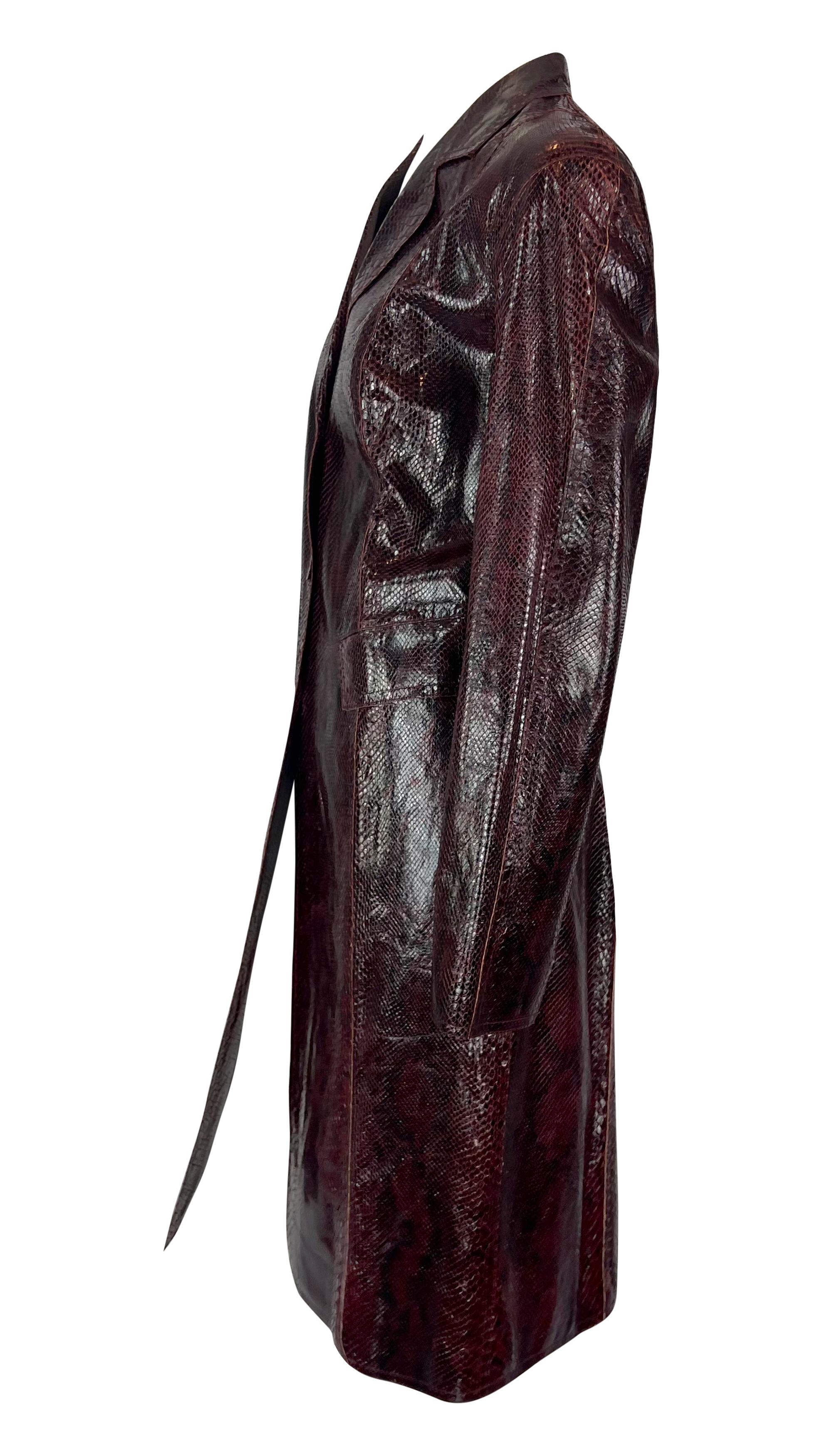 F/W 1997 Donna Karan Runway Glossy Deep Burgundy Genuine Python Skin Coat 3
