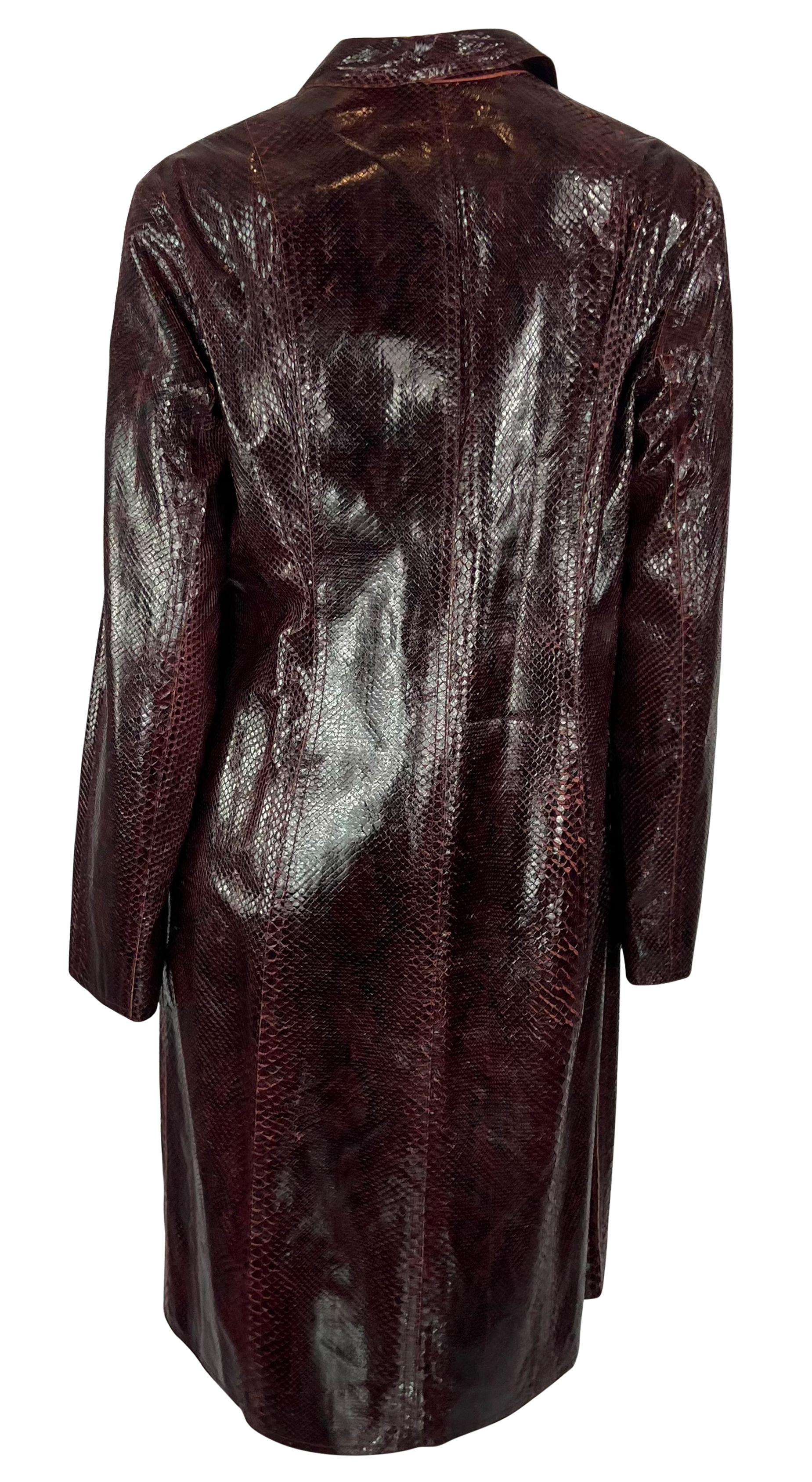 F/W 1997 Donna Karan Runway Glossy Deep Burgundy Genuine Python Skin Coat 4