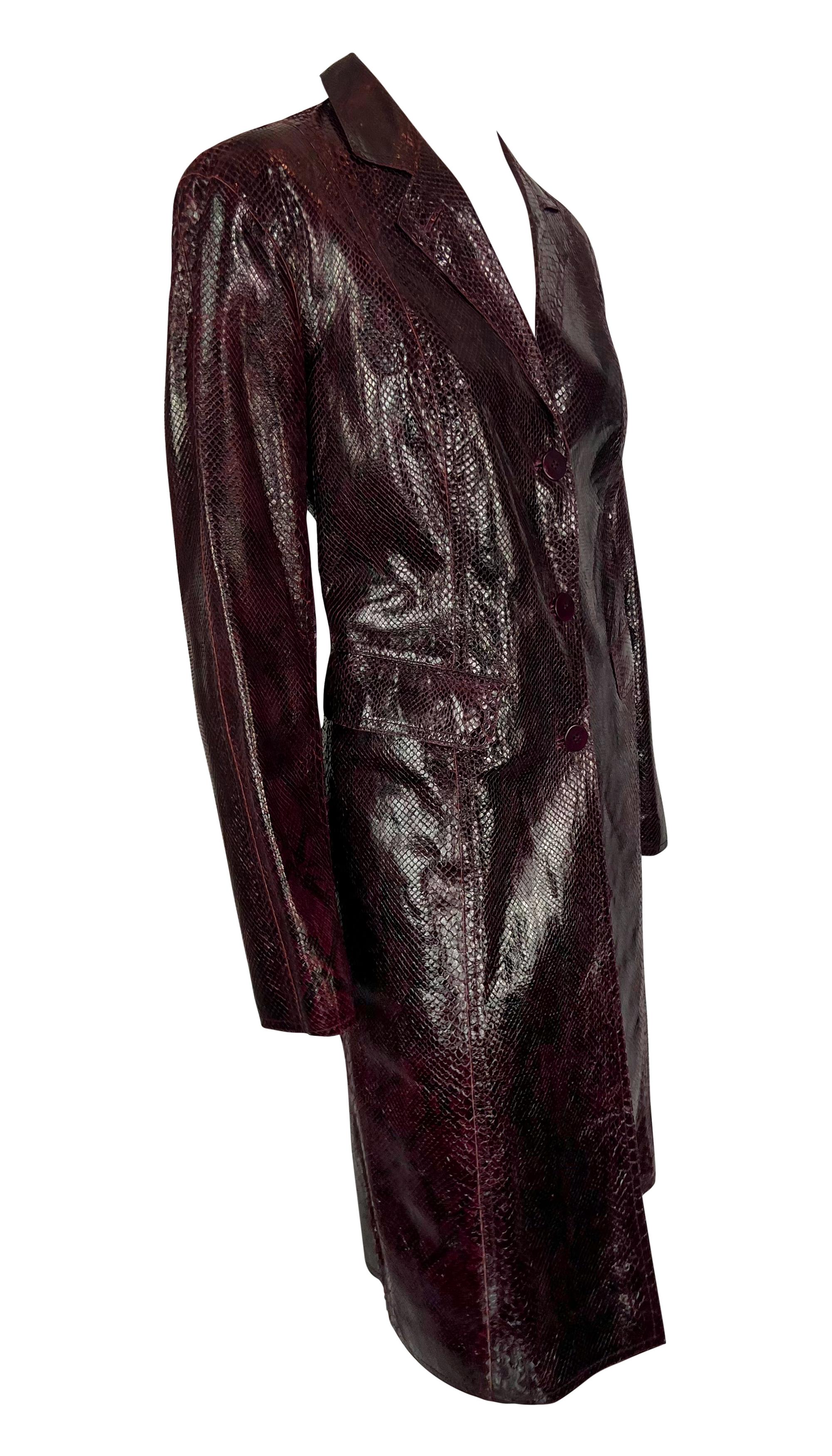 F/W 1997 Donna Karan Runway Glossy Deep Burgundy Genuine Python Skin Coat 5