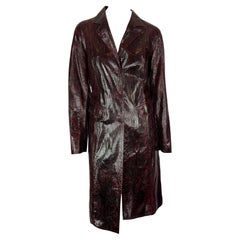 F/W 1997 Donna Karan Runway Glossy Deep Burgundy Genuine Python Skin Coat