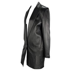 F/W 1997 Gianni Versace Blazer surdimensionné en cuir noir Mini robe plongeante