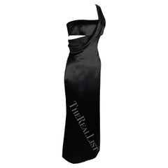 F/W 1997 Gianni Versace Couture Black Metallic Single Shoulder Cut Out Gown